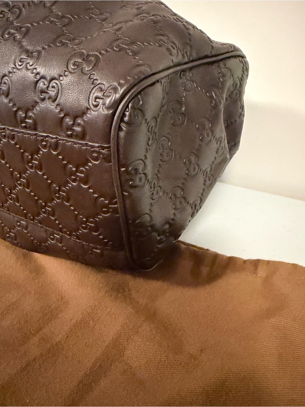 Gucci Brown GG Embossed Leather Shoulder Bag - Picture 8 of 16